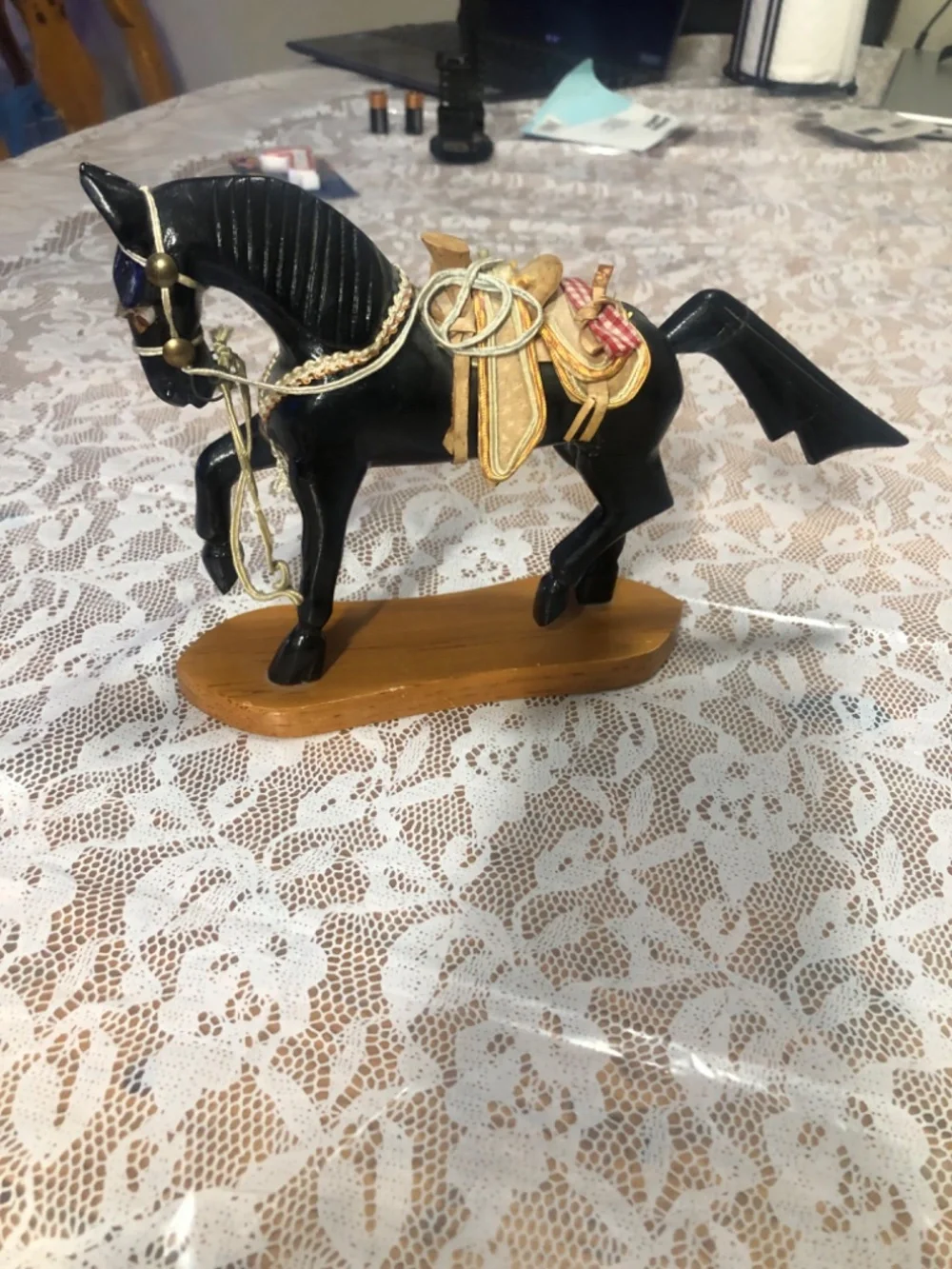 vintage wooden horse figurine, likely a handcrafted - Picture 8 of 13